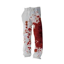Denim Jean Halloween-Herren-Lässige, elastische Hose mit Tinte und Blut Hosen Totenkopf Herren (White, S) von CUTeFiorino