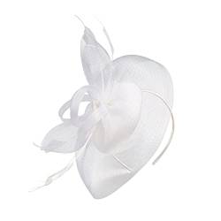 Gestrickte Stirnbänder Damen Haartücher 2023 Fascinator Hut Feder Mesh Tea Party Haarband für Frauen Armee Ausrüstung Für Kinder Jogging Kleidung Herren (WH1, One Size) von CUTeFiorino