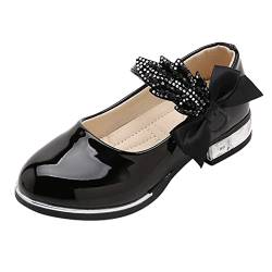 Wasserschuhe Kinder Mädchen Schuhe mit hohen Absätzen Kinder Lederschuhe Prinzessin Kleid Schuhe Grundschüler Einzelschuhe Super Fit Sandale (Z jsjm0904_5-Black, 33 Big Kids) von CUTeFiorino