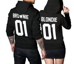 CVLR Blondie Brownie Pullover Pärchen Set - 2 Hoodies für Paare - Couple-Pullover - Geschenk-Idee - schwarz (Blondie XXL + Brownie XXL) von CVLR