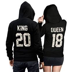 CVLR King Queen Pärchenpullover Set - Zwei Hoodies Pullover Pulli Liebe Love Pärchen Schwarz Kronen Crown (King Gr. XL + Queen Gr. XL) von CVLR