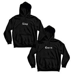 CVLR King Queen Pärchenpullover schwarz mit Old-englisch Altdeutscher Schrift, L, Männer Hoodie von CVLR