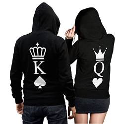 CVLR King Queen Pullover Pärchen Set - 2 Hoodies für Paare - Couple-Pullover - Geschenk-Idee - Herz/Pik -schwarz (King 3XL + Queen L) von CVLR