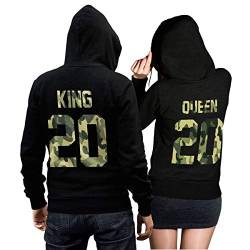 CVLR King Queen Pullover Pärchen Set Camouflage- 2 Hoodies für Paare - Couple-Pullover - Geschenk-Idee (King 3XL + Queen M) von CVLR