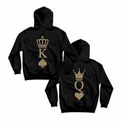 King Queen Pullover Herz Pik Gold Edition - Partnerlook Hoodie - Couple Pulli - Paar Geschenk-Idee schwarz/Gold (King 5XL) von CVLR