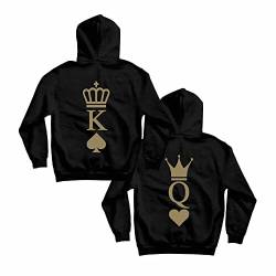 King Queen Pullover Herz Pik Gold Edition - Partnerlook Hoodie - Couple Pulli - Paar Geschenk-Idee schwarz/Gold (Queen XL) von CVLR