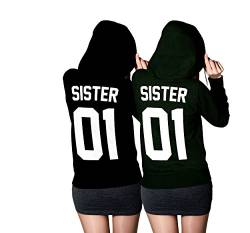 Sister Hoodie Set - Best Friends Beste Freundin Pullover Schwarz (Sister Gr. S + Sister Gr. L) von CVLR