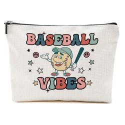 Baseball-Geschenke, Baseball-Mama-Make-up-Tasche, Baseball-Trainer, Geschenke, Kosmetiktasche für Damen, Tante, Baseball Vibes2, 10.5"x 7"x 2.5" von CVYW