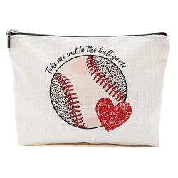 Baseball-Geschenke, Baseball-Mama-Make-up-Tasche, Baseball-Trainer, Geschenke, Kosmetiktasche für Damen, Tante, Baseball3, 10.5"x 7"x 2.5" von CVYW