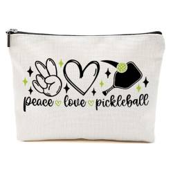 CVYW Lustige Pickleball-Geschenk-Make-up-Tasche, Pickleball-Zubehör, Damen-Kosmetiktasche für Damen, Peace Love Pickleball, 10.5"x 7"x 2.5" von CVYW