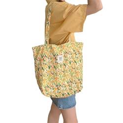 CVZQTE Shopper-Tasche aus Baumwolle, Einkaufstasche, große Kapazität, Handtasche, florale Umhängetasche, trendige Taschen, Schulbüchertaschen für Mädchen und Frauen von CVZQTE