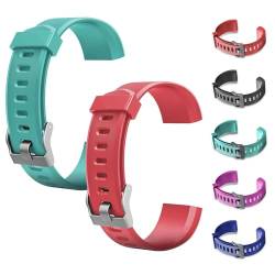 CXINLky Ersatzbänder, Uhrenarmbänder aus Silikon für ID115Plus HR Smart Watch, Verstellbare Riemen, Buntes Uhrenarmband Zubehör für ID115Plus HR Smartwatch (2 Stuck-Grün+Rot) von CXINLky