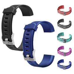 CXINLky Ersatzbänder, Uhrenarmbänder aus Silikon für ID115Plus HR Smart Watch, Verstellbare Riemen, Buntes Uhrenarmband Zubehör für ID115Plus HR Smartwatch (2 Stuck-Schwarz+Blau) von CXINLky
