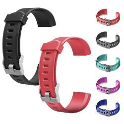 CXINLky Ersatzbänder, Uhrenarmbänder aus Silikon für ID115Plus HR Smart Watch, Verstellbare Riemen, Buntes Uhrenarmband Zubehör für ID115Plus HR Smartwatch (2 Stuck-Schwarz+Rot) von CXINLky