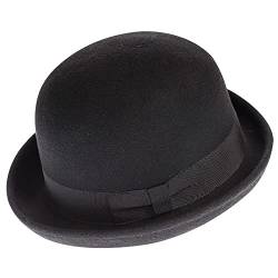 CXQRR Black Bowler Derby Hat Short Rolled Brim Fedora Hat for Men and Women, Schwarz, M von CXQRR