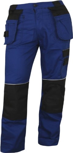 CXS Teodor Herren Arbeitshose mit Kniepolstertaschen - Sehr Stabile Strapazierfähige Gartenhose Bundhose Cargohose Blau/Schwarz, Gr: 56 von CXS