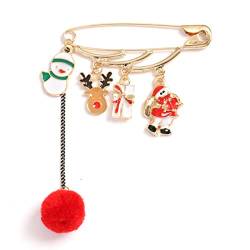 Brosche, Metallabzeichen. Kreative Weihnachten Quaste Haar Ball Brosche Schneemann Elch Krücken Handschuhe Pin Kragen Pin (Color : Style 3) von CYBCCC
