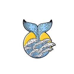 Brosche, Metallabzeichen. Ozean Wal Exquisite Farbe Cartoon Metall Pins Glühbirne Form Welle Broschen Abzeichen Tasche Kleidung Pins Schmuck Geschenke for Paar freunde (Color : Style 2) von CYBCCC