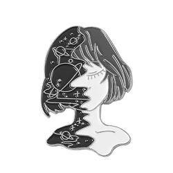 Brosche, Metallabzeichen. Skelett Emaille Pins Lady Girl Blumen Punk Goth Broschen Knopf Rucksack Abzeichen Schmuck Zubehör (Color : 1) von CYBCCC