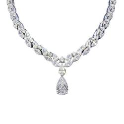 CYBCCC Die Halskette der Frauen Moissanit-Diamant-Halskette, 100% echtes 925er Silber, Verlobung, Hochzeit, Halskette for Frauen, Brautschmuck, Geschenk von CYBCCC