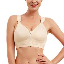 CYDREAM Damen Post-Urgischer BH Sport Unterstützung Racerback BHs Reißverschluss vorne verstellbare Träger Wireless - Beige - XXX-Large von CYDREAM