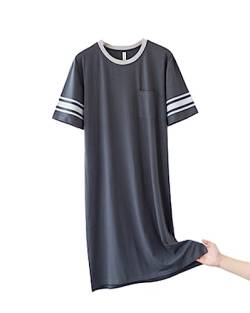 CYGE Herren Kurzarm Nachthemd Modal Baumwolle Gestrickter Pyjama Nachthemd Mittellanger Nachthemd Bademantel,Dark Gray,4XL von CYGE