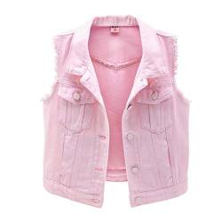 CYSTYLE 2020 Damen Jeansweste Ärmellos Frühling Sommer-Weste College Style Beiläufige Jeansweste Denim Weste (Rosa, M) von CYSTYLE