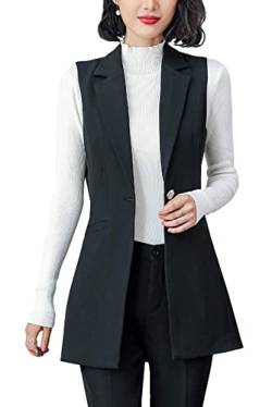 CYSTYLE Damen Anzugweste Lang V-Ausschnitt Business Freizeit Weste Slim Fit Tops Blazers Weste mit Ein Knopf von CYSTYLE