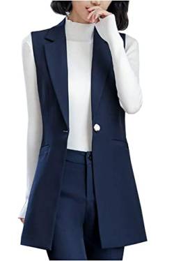 CYSTYLE Damen Anzugweste Lang V-Ausschnitt Business Freizeit Weste Slim Fit Tops Blazers Weste mit Ein Knopf von CYSTYLE