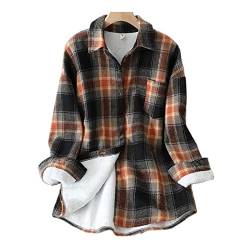 CYSTYLE Damen Fleece Gefüttert Plaid Karohemd Flanell Hemd Winter Casual Bluse Oversized Hemdjacke Holzfällerhemd Langarmhemd Hemdbluse Bluse Shirt von CYSTYLE