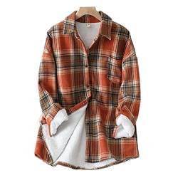 CYSTYLE Damen Fleece Gefüttert Plaid Karohemd Flanell Hemd Winter Casual Bluse Oversized Hemdjacke Holzfällerhemd Langarmhemd Hemdbluse Bluse Shirt von CYSTYLE