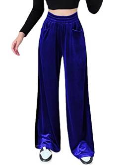 CYSTYLE Damen Hose Samthose Jogginghose Schlaghose Straighthose Yogahose Casual Breite Bein Pants Sporthose Laufenhose Fitnesshose mit Elastische Bund von CYSTYLE