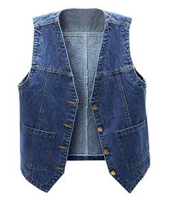 CYSTYLE Damen Jeansweste übergröße Denim Jacke Ärmellos Beiläufige Jeansweste Denim Weste Vest Frühling Cardigan Top Outwear von CYSTYLE