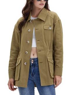 CYSTYLE Damen Übergangsjacke Trenchcoat Utility Jacke Steppjacke Leicht Sommerjacke Boyfriend Parka mit Taschen von CYSTYLE