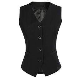 CYSTYLE Damen Weste Anzug Weste Anzugweste Kellnerweste Freizeitweste Slim fit (Schwarz, EU M=Asia 2XL) von CYSTYLE