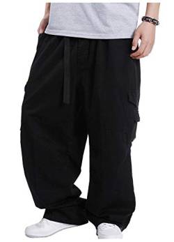 CYSTYLE Herren Cargohosen Hose Freitzeithose Baggy Gerades Bein Loose Fit (Schwarz, S/Gewicht 65-80 KG) von CYSTYLE