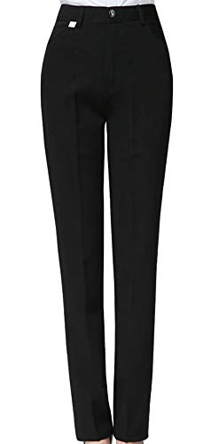 CYSTYLE Neue Damen Hohe Taille Gerade Hose Kellnerhose Anzug Hose Anzughose Service Classic Style (Schwarz/Für Sommer, 32) von CYSTYLE