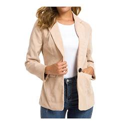 CYSTYLE Neue Damen Retro Vintage Cord Blazer Cordjacke Freizeit Jacken Oberteile Casual Langarm Outwear (Beige, L) von CYSTYLE