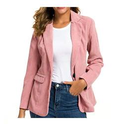 CYSTYLE Neue Damen Retro Vintage Cord Blazer Cordjacke Freizeit Jacken Oberteile Casual Langarm Outwear (Rosa, L) von CYSTYLE