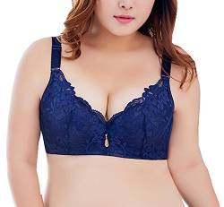 CYSTYLE übergröße Damen Dünn Push Up Spitzen BH für Große Größen (Blau, 115D) von CYSTYLE