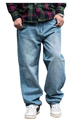CYSTYLE übergröße Herren Jeanshose Baggy Jeans Denim Straight Leg in Hip Hop Stil für Große Größen (Blau, 56) von CYSTYLE