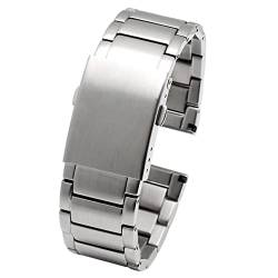 CYSUE Edelstahl-Uhrenarmband für Diesel DZ4316 DZ7395 7305 4209 4215 Herren-Armband aus massivem Metall, 24 mm, 26 mm, 28 mm, 30 mm Armbänder (Farbe: A Silber, Größe: 28 mm) von CYSUE