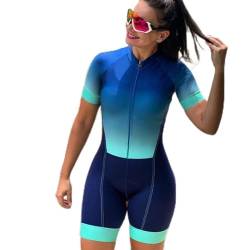 Damen Radfahren Anzug Kurzarm Einteiler Professioneller Sportkleidung Triathlon Race Bike Bodysuit Schnell Enge Overall (Color : 1, Size : X-Large) von CYTSH