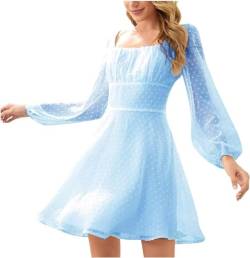 Women's Trendy Clothes Fashion Long Sleeve High Waist Temperament Dress Casual Dresses (Color : Light Blue, Size : M) von CYXZX