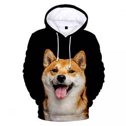 Unisex Druck Kapuzenpullover Männer Frauen 3D Hoodies Tier Lustige Doge Hundepullover Shiba Inu Bedruckter Sweatshirt Hoodie Akita Dog Streetwear-L von CYYCXC@