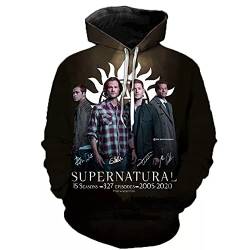 Unisex Druck Kapuzenpullover Neue Supernatural 3D Print Hoodie Sweatshirts Männer Frauen Mode Lässige Supernatural Pullover Hip Hop Streetwear Übergroße Hoodies-3XL von CYYCXC@