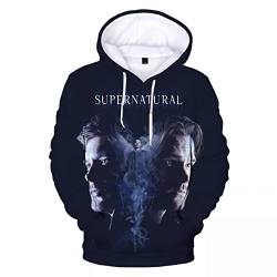 Unisex Druck Kapuzenpullover Supernatural 3D Hoodies Herren Damen Mode Casual Sweatshirt 3D Print Supernatural Herren Hoodie Übergroßer Pullover-XXL von CYYCXC@