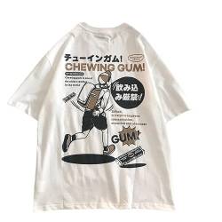 CYee Herren Grunge Anime Graphic Tee Oversized Kurzarm T-Shirt Preppy Sweatshirt Indie Harajuku Streetwear, Weiss/opulenter Garten, 5X-Groß von CYee