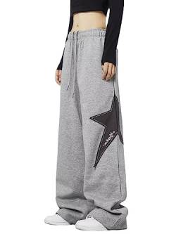 CYee Y2K Star Sweatpants Pants Emo Elastic Waist Cargo Pant Harajuku Drawstring Baggy Trousers Acubi Goth Clothes, Grau, XX-Large von CYee