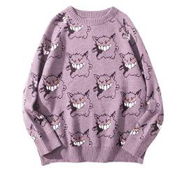 Y2K Grunge Devil Batwing Sweatshirt Oversized Langarm Fairy Alt Pullover Ästhetische Harajuku Kleidung, violett, X-Groß von CYee